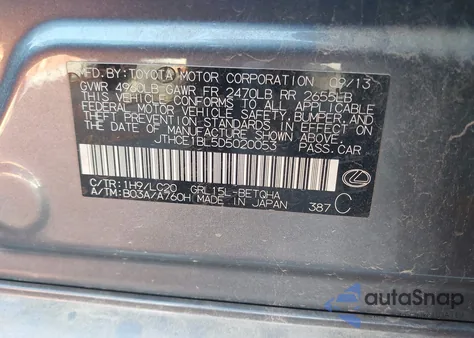 2013 Lexus Gs 350 from USA, damaged, VIN JTHCE1BL5D5020053